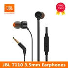 Проводные наушники JBL T110 3,5 мм, стереонаушники с глубокими басами, гарнитура TUNE110, спортивные наушники со встроенным управлением, с микрофоном