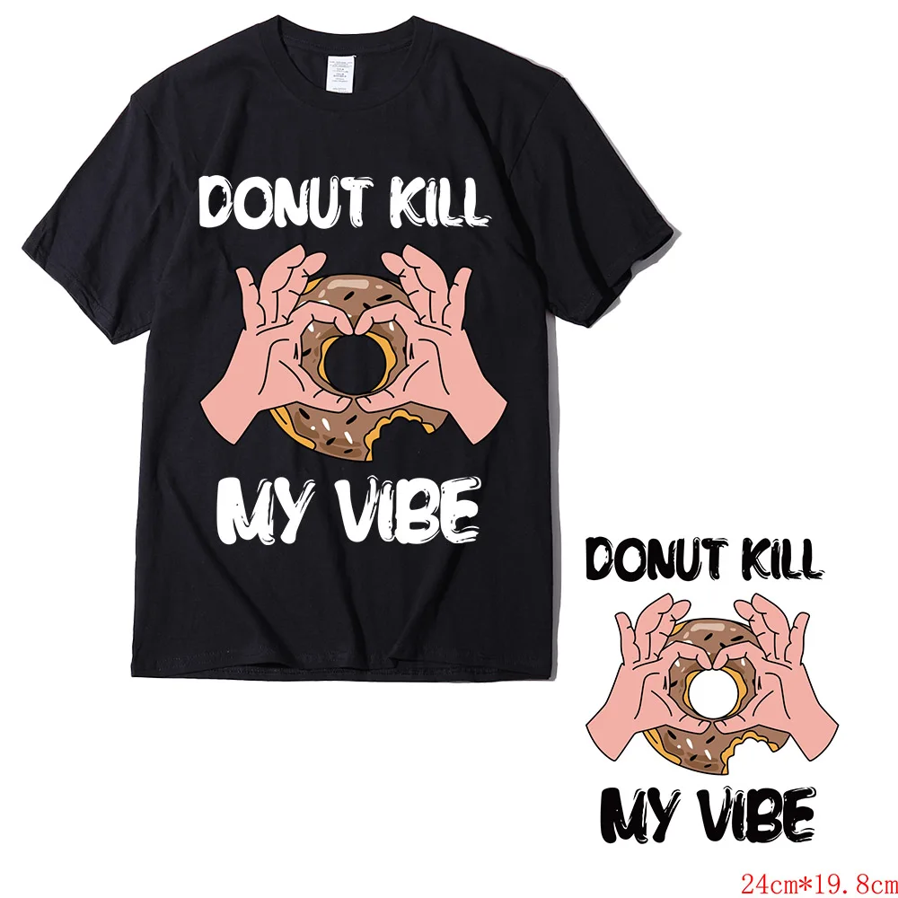 

Наклейки для теплопередачи пончика Kill My Vibe, наклейки для одежды в стиле Харадзюку, моющиеся термоклейкие наклейки «сделай сам»