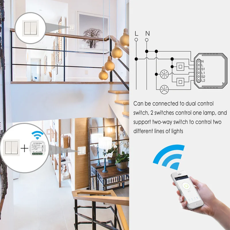 WiFi переключатель мини релейный модуль Tuya приложение огни на дистанционном управлении Голосовое управление с Google Home Amazon Alexa Echo iftt
