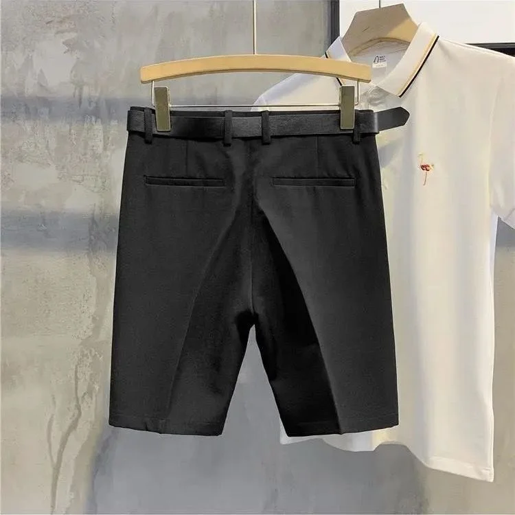 

2021 New Men Fashion Summer Thin Korea Style Fitness Shorts Male Business Casual Solid Color Straight Plus Size Shorts W217