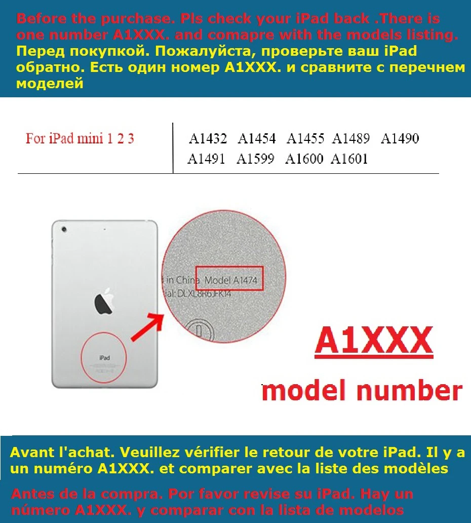 Тонкий чехол-книжка для iPad mini чехол 7 9 дюйма умная флип-подставка 2 3 A1432 A1490