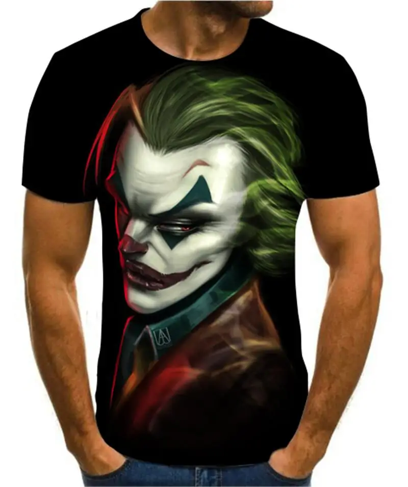 

Summer New Fashion Clown 3D Printing T-Shirt Men's Casual All-match T-Shirt Funny Clown Hip-Hop Super Short-Sleeved Streetwear