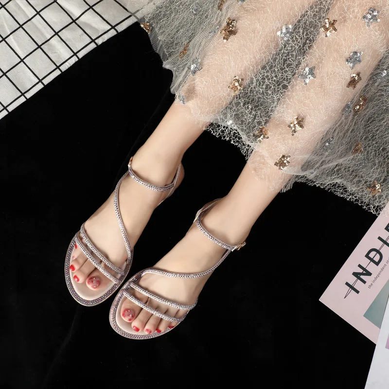 Crystal Ladies wedges buckle sandals serpentine summer gladiator shoes woman beach flipflops slingback rhinestone sandalias 2020 | Обувь