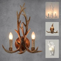 wooden feeling resin decorative led wall light lamp sconce deer horn antler retro white deer wall lamp light led tree branch