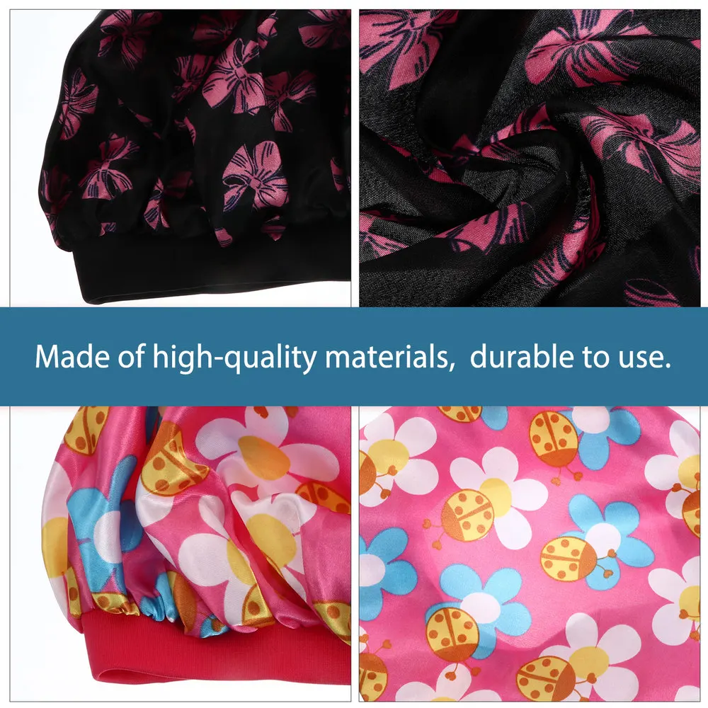 

2pcs Kids Adjustable Sleeping Caps Printed Satin Night Hats for Toddler Children