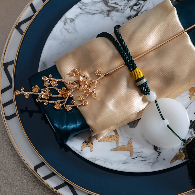 Китайский чернильный золотой узор птица Ресторан Стейк блюдо тарелки набор