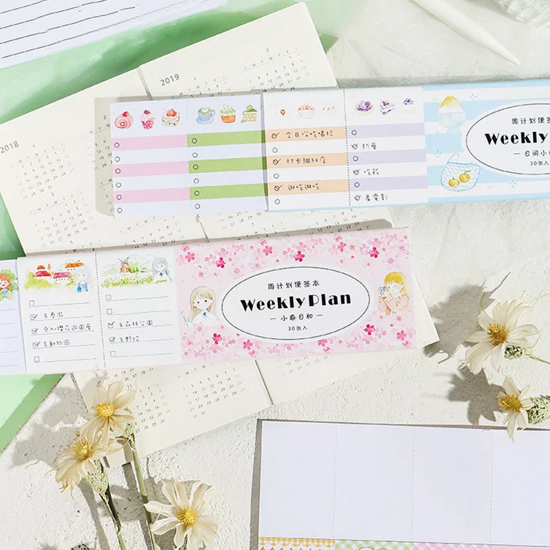 Милые блокноты для заметок Weeklyplan Kawaii List клейкие заметки детей подарки девочек