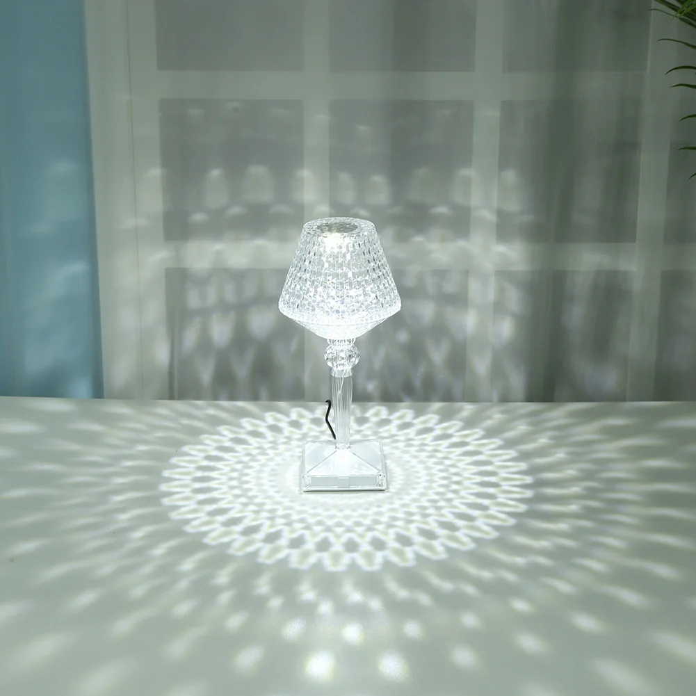 

Алмазная акриловая Настольная лампа с USB, декоративный светильник для бара, спальни, прикроватного столика, кофейного цвета, светодиодные н...