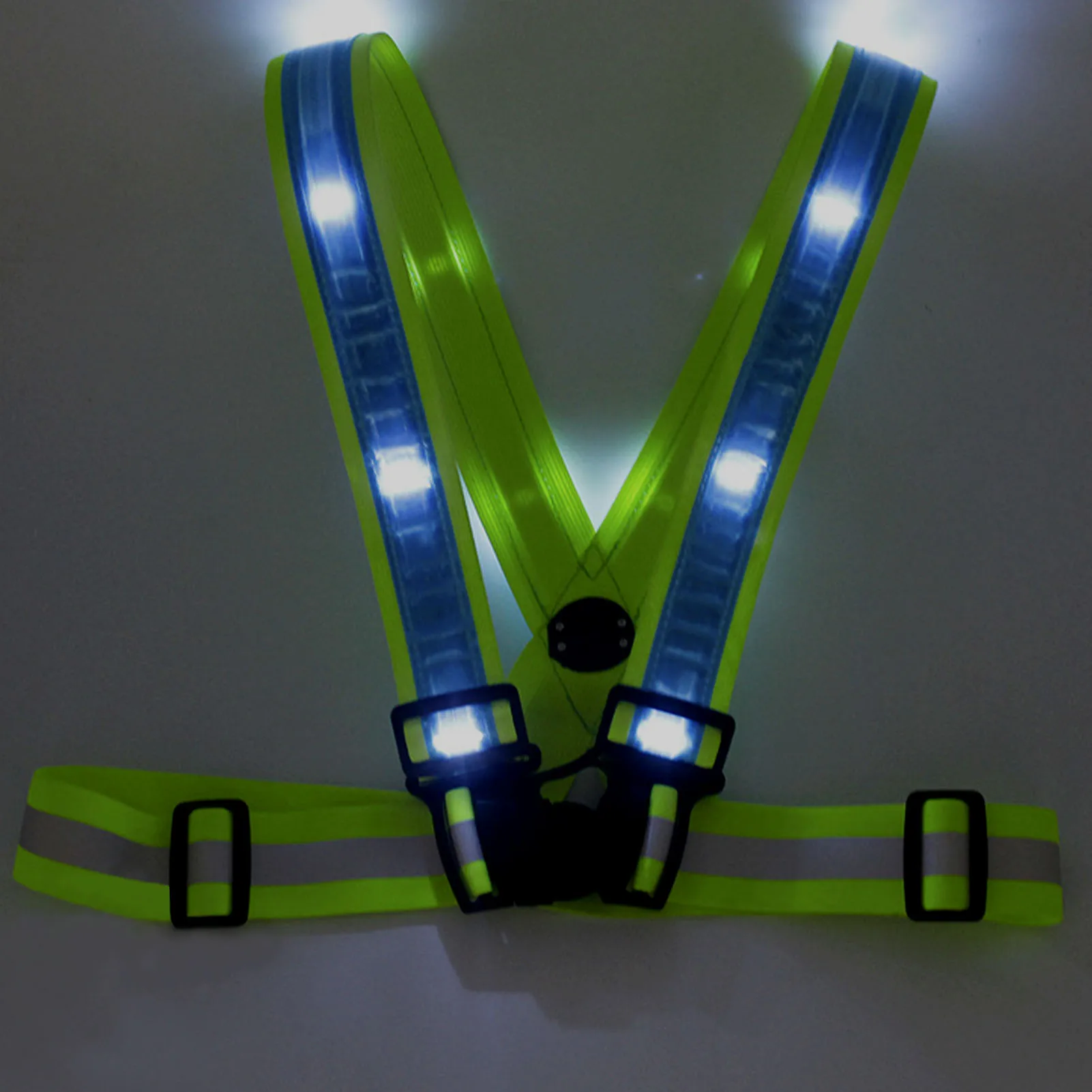 

LED Reflective Vest 3 Light Modes Light Adjustable Safety Vest For Night Running Motorcycle Cycling Belt