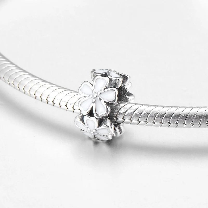 Бусины-разделители из серебра 926 пробы с белой эмалью | Украшения и аксессуары