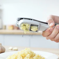 multifunctional 2 in 1 aluminum alloy manual garlic press slicing ginger cutter slicer grinder kitchen accessoriestools helper