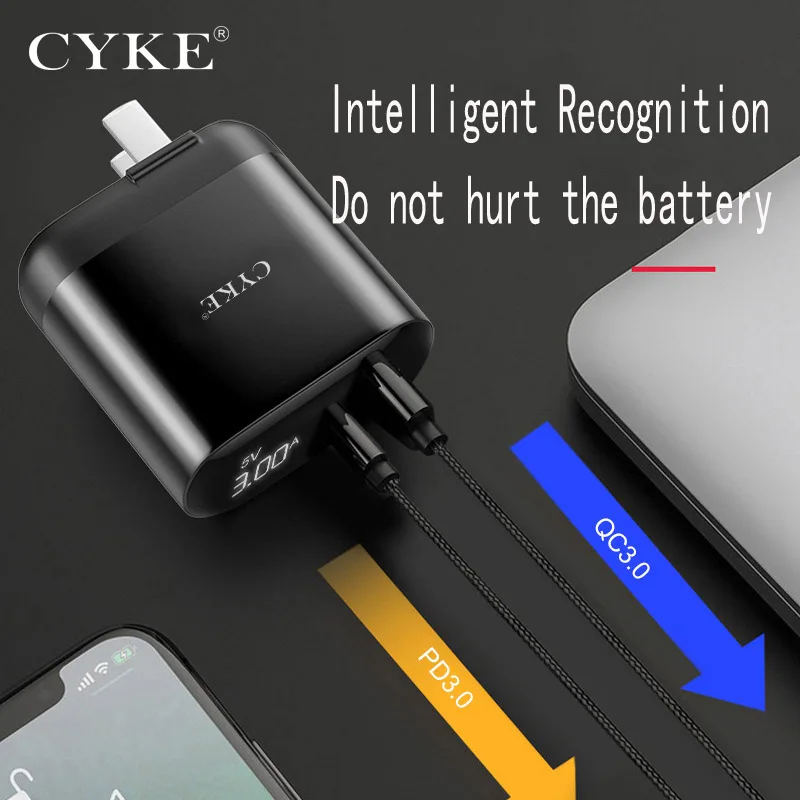 CYKE новый двойной USB интерфейс QC3.0 Быстрая зарядка PD18W складное Цифровое зарядное