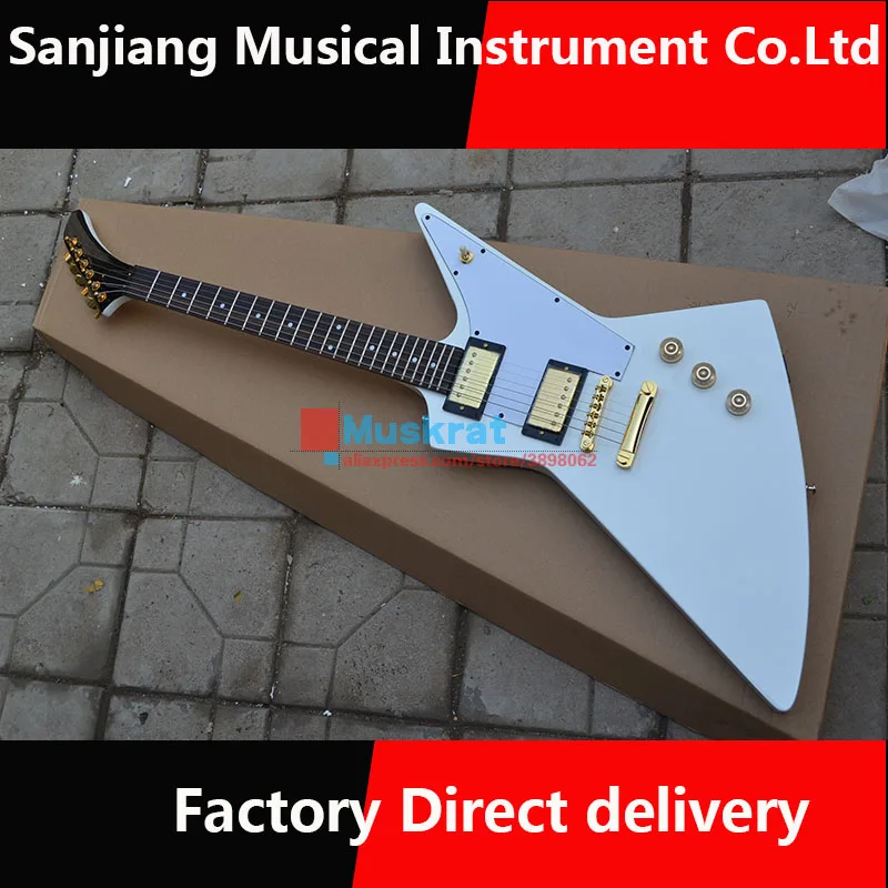 

Высококачественная гитара белого цвета золотистого цвета, электрогитара, прямые продажи с завода, бесплатная доставка