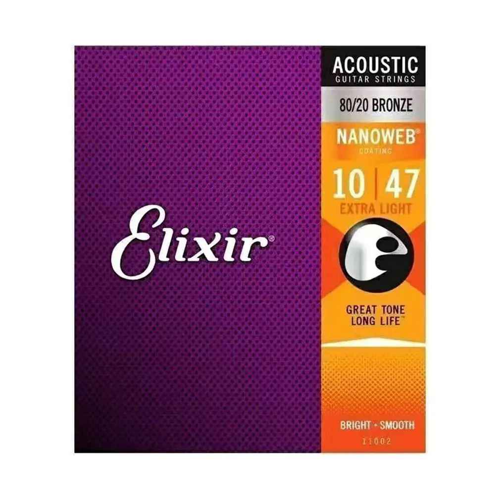 

Elixir Nanoweb 11027 Coating 80/20 Bronze Acoustic Guitar Strings Custom Light 011-052