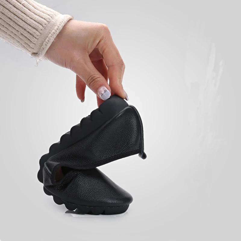 Из воловьей кожи Рабочая обувь женские туфли лодочки с бантом круглым носком