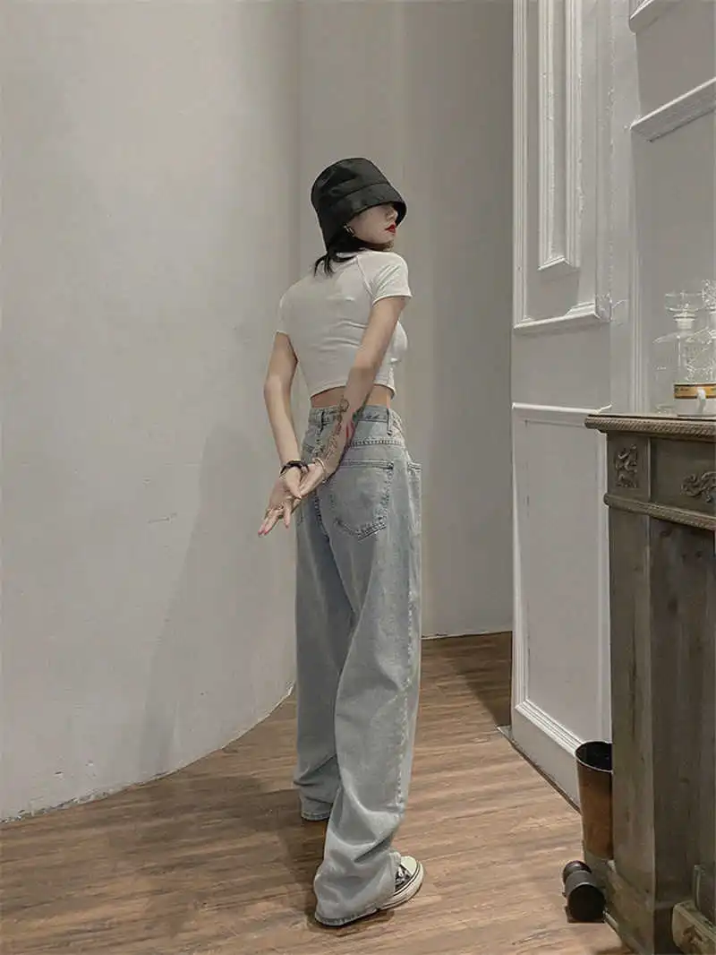 

Straight Jeans Women's High Waist Loose 2021 Early Spring New Summer Design Sense Small Wide Leg Pants Spring and Autumn Pants