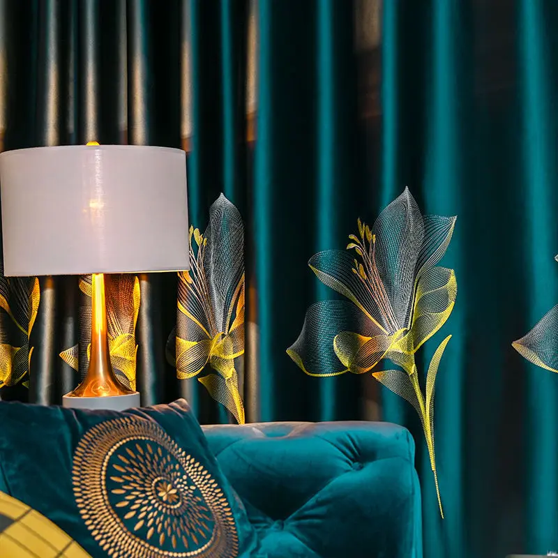 Шторы светонепроницаемые из 2020 шелка с вышивкой в виде лилии|Занавески| |