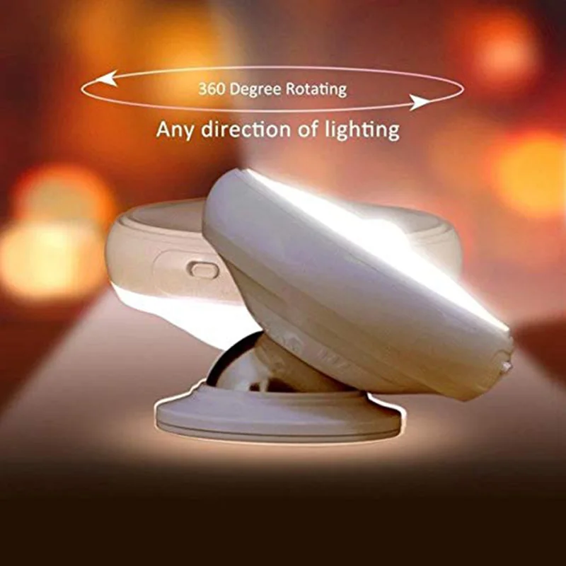 Led Wardrobe Emergency Bedroom Nightlight Motion Sensor Night Light Rotating Kitchen Stair Sleep Lighting Rechargeable Wall Lamp | Лампы и