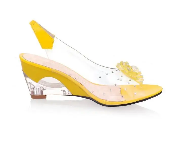 

2021 Hot Sale Fashion Women Summer Sandals Shiny Crystal Strange Wedges Heels Sandalias De Mujer Shoes Woman Size 34-43