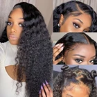 Парики из натуральных бразильских кудрявых волос, 13x4, 26, 28, 30 дюймов, 150%, крупные волны, длинный фронтальный парик для чернокожих женщин