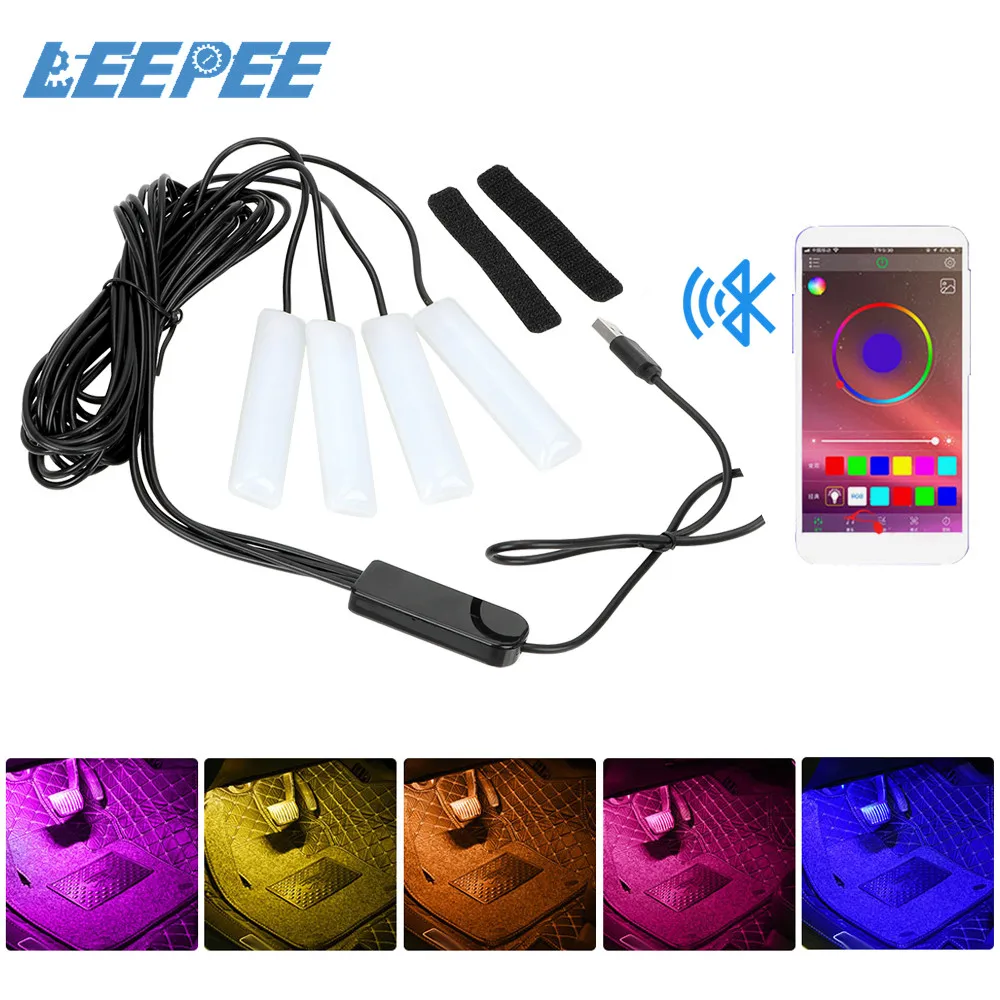 Автомобильные атмосферные лампы 4 шт. Автомобильный светодиодный напольный