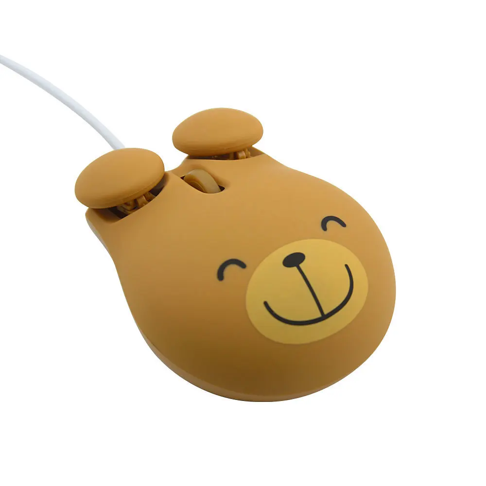 CHYI Usb Mini Computer Mouse Cute Bear Wired Optical PC Mause 3d Cartoon Animal Lovely Gift Portable Laptop Mice For Kids Girls
