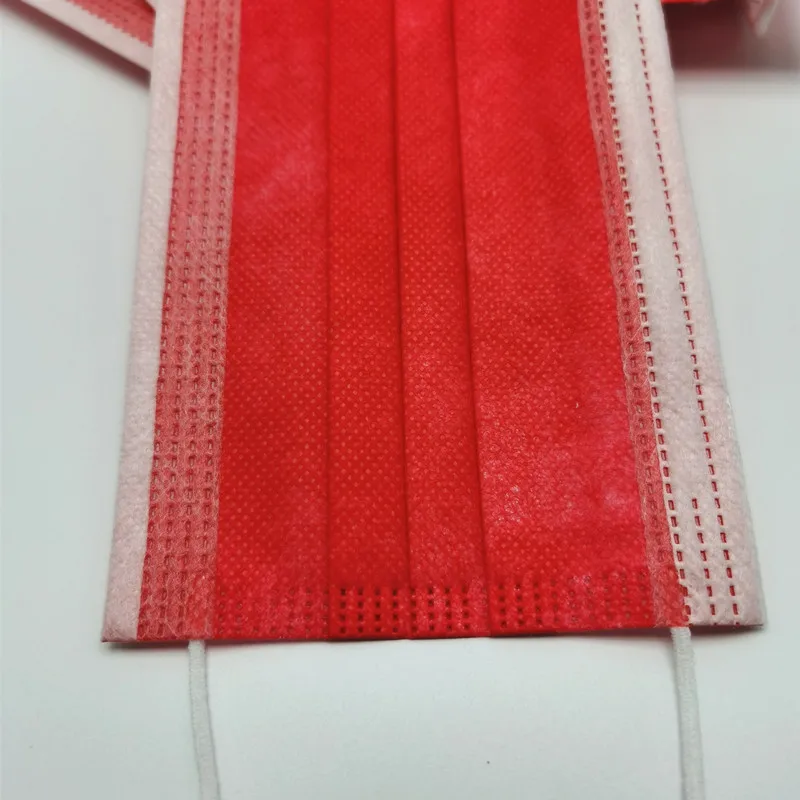 

10/20/30/50/100/200/300/400/500pcs Adult Red 3-Layer Non-Woven Mask Elastic Ear Hook Disposable Mask