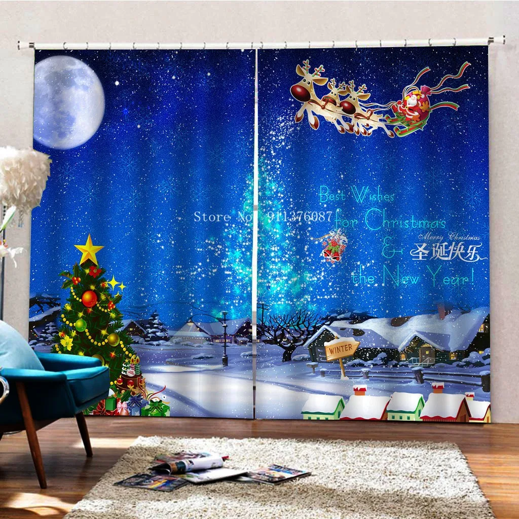 Рождественская елка красное украшение фотообои для окон Декор дома Подарочный