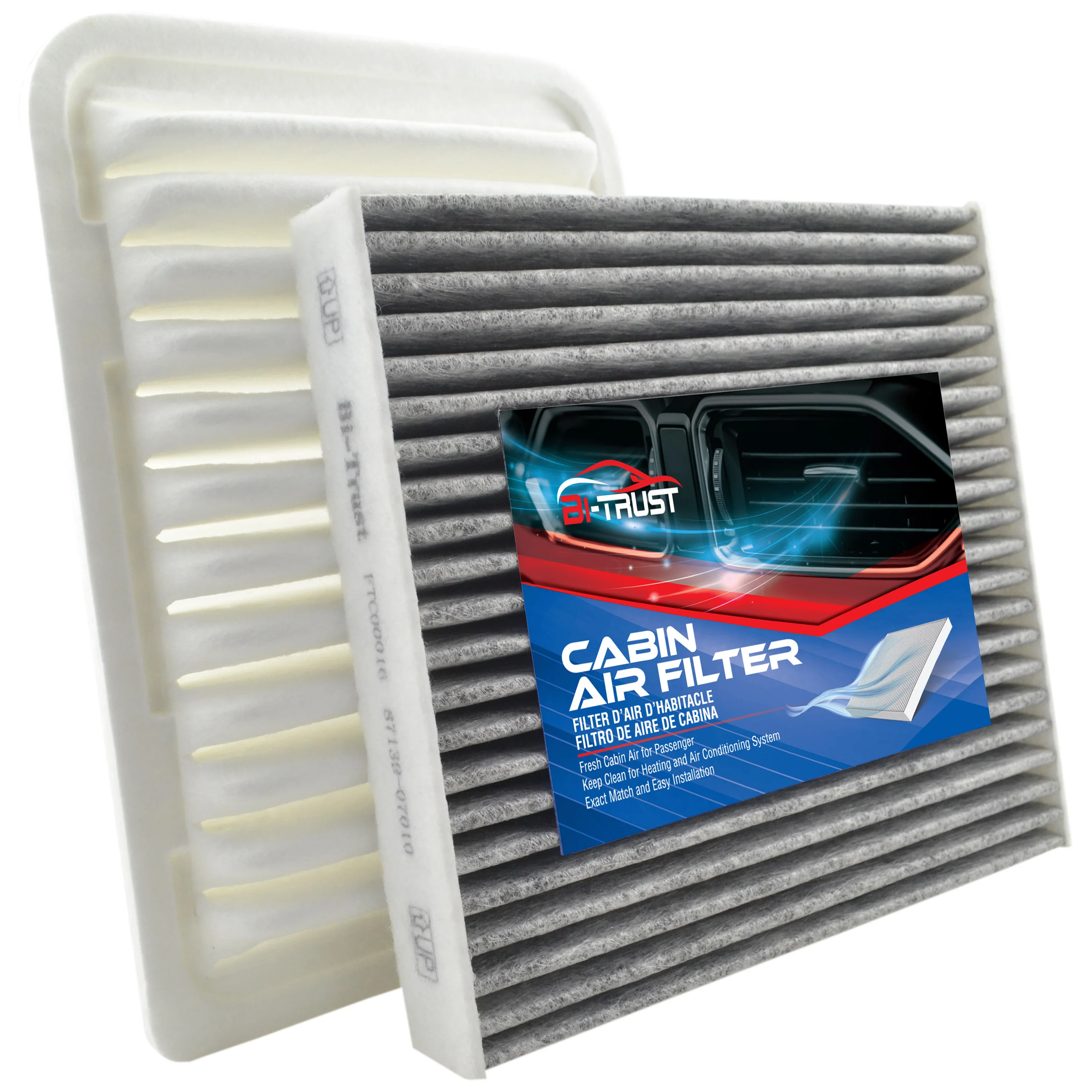 

Bi-Trust Engine & Cabin Air Filter Set for 2009-2019 Toyota Corolla/2009-2014 Toyota Matrix 17801-0T030,87139-07010