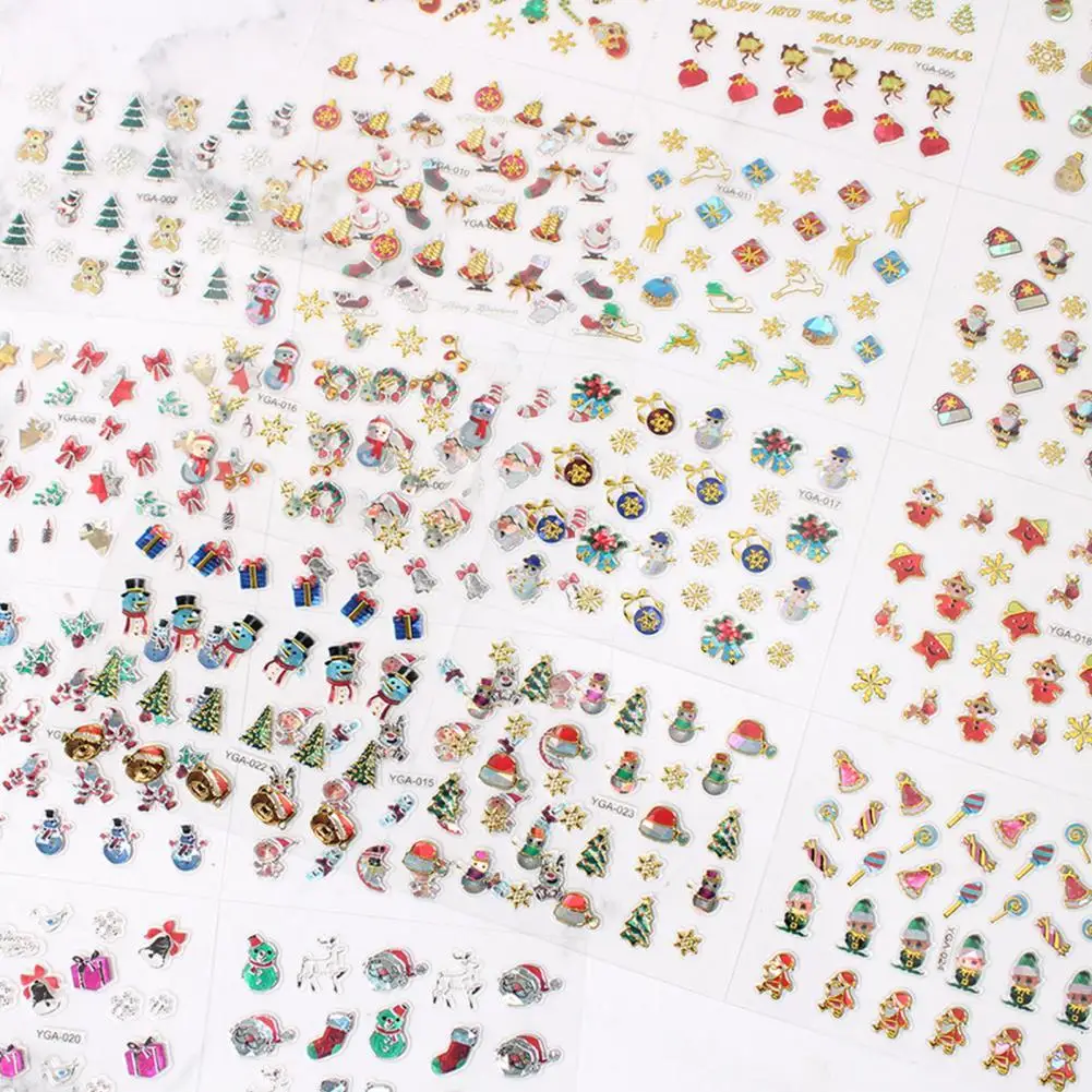 

24Pcs/Set Nail Sliders Exquisite Winter Xmas Nail Sticker Accessories Transfer 3D Effects Persistent Nail Patches