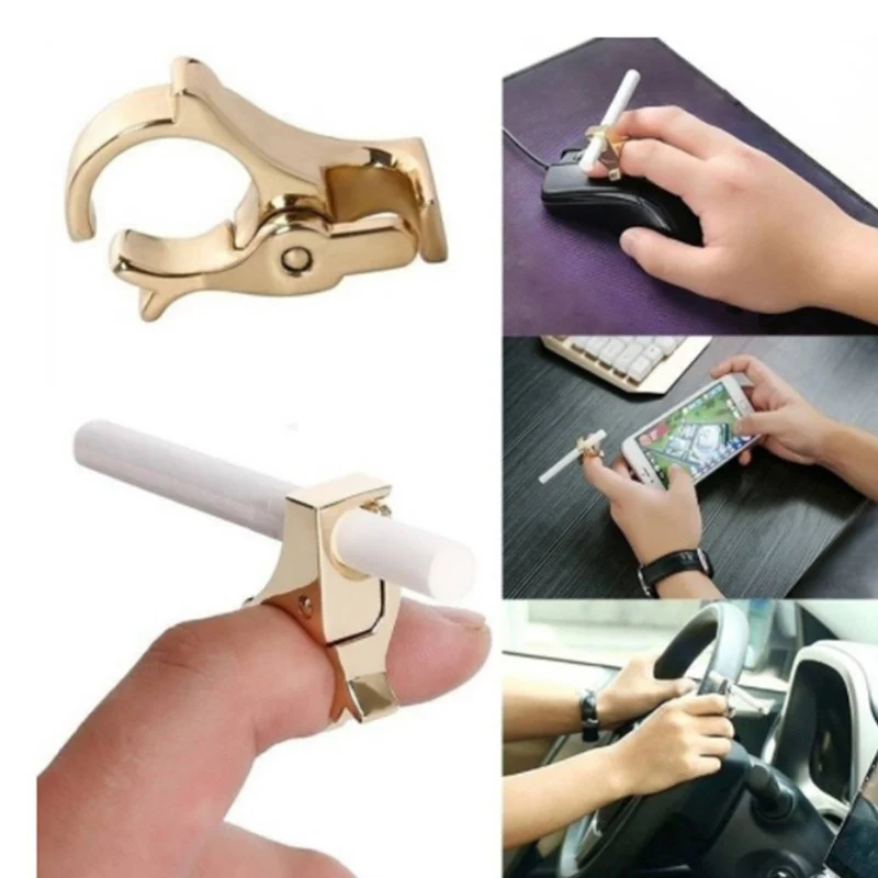 

Vintage Cigar Holder Ring Metal Finger Rack Clip For Women Men Elegant Personality Cigarettes Clamp Ring Smoking Accessories Gif