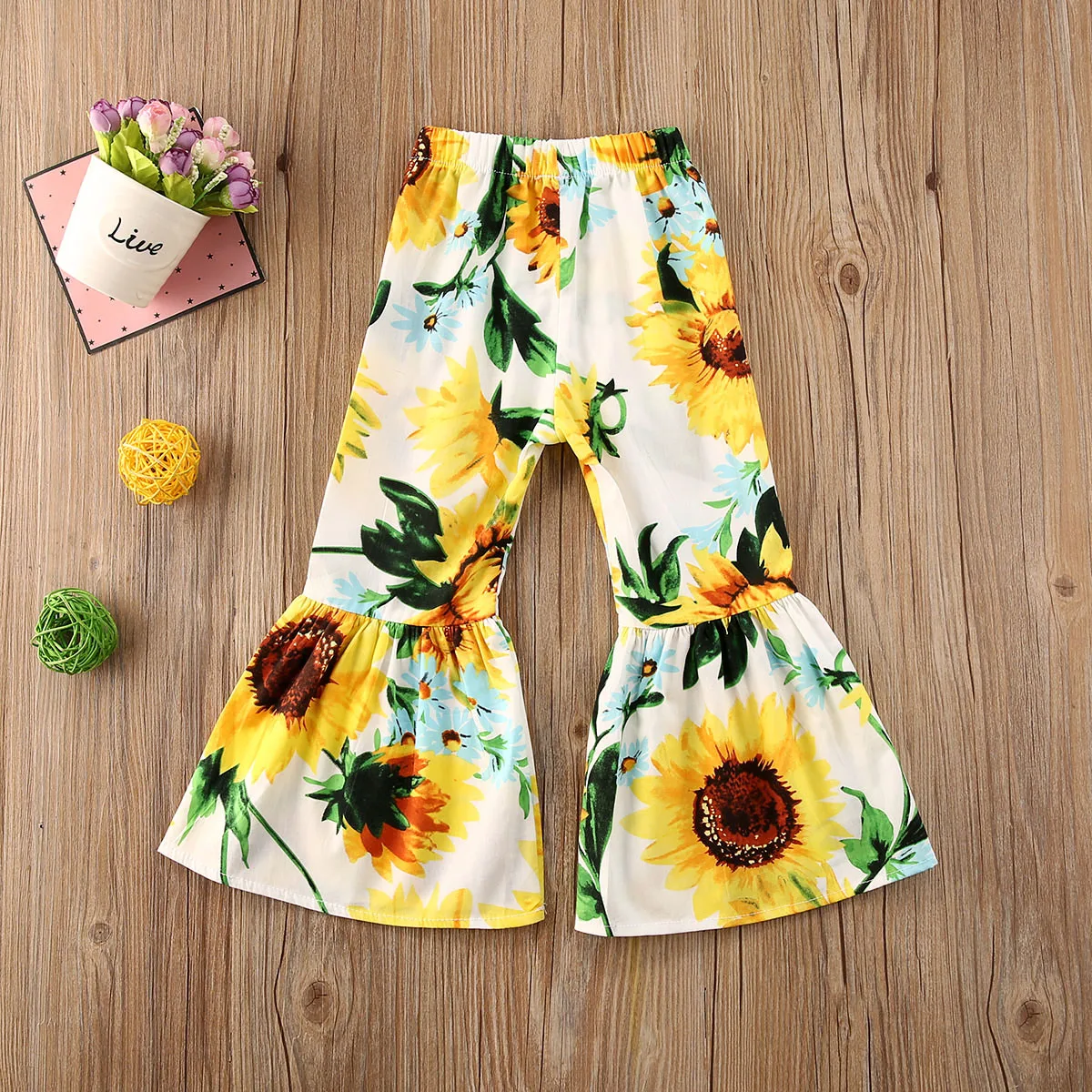 2020 летняя одежда для малышей Брюки с расклешенными штанинами маленьких девочек