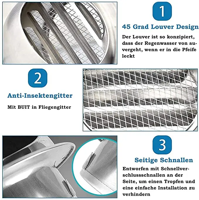 Вентиляционная решетка из нержавеющей стали 304 толстая круглая потолочная с