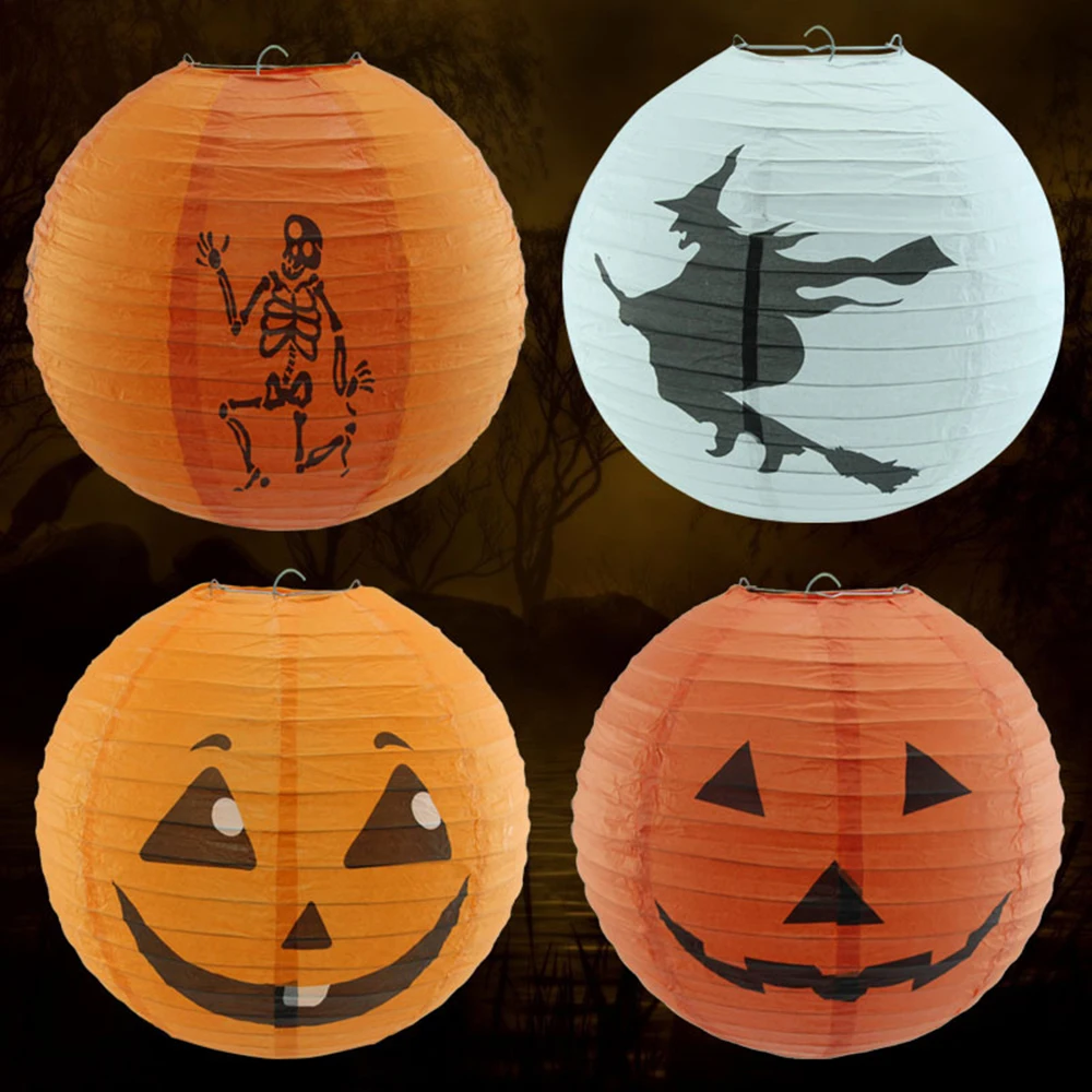 4 цвета Складная бумага Тыква фонарь Хэллоуин летучая мышь паук череп наружная
