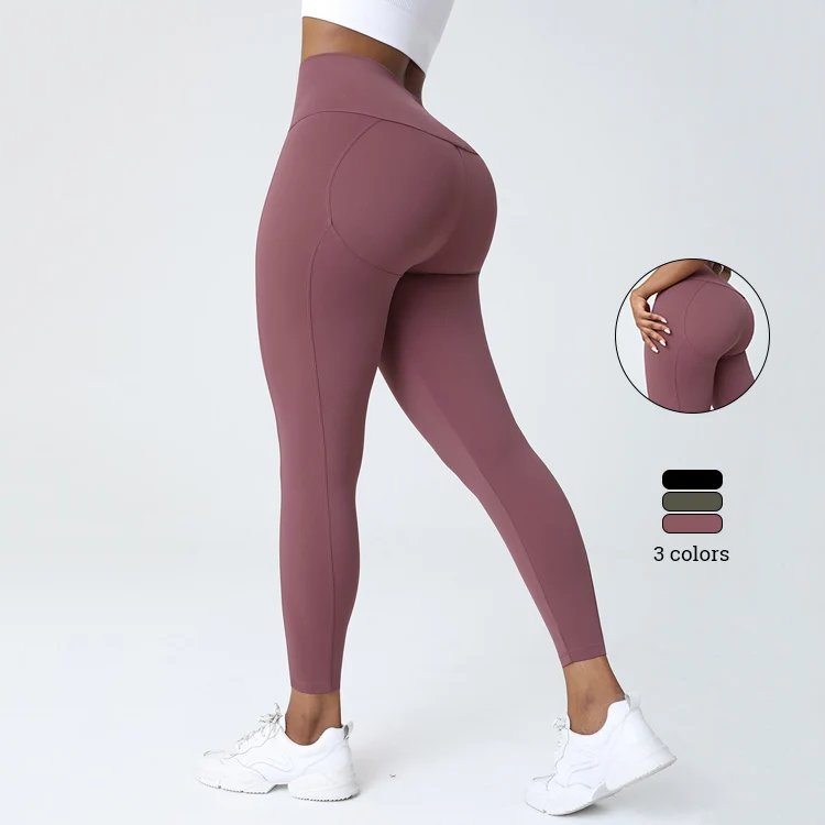 

Custom Logo New Elastic Waistband Tight Plain Colonel High Waist Sport Fitness Leggings For Women Yoga woman pants