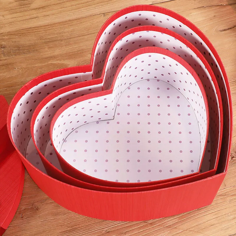 

Red Heart Shape Hat Boxes Flower Packaging Paper Bag Gift Storage Box Florist Bouquet Flower Packaging Box Valentine's Day Gift