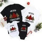 Рождественская семейная сочетающаяся одежда с принтом дерева, футболка для матери, отца, ребенка, топ, праздничный внешний вид, футболка для рождевечерние, футболка