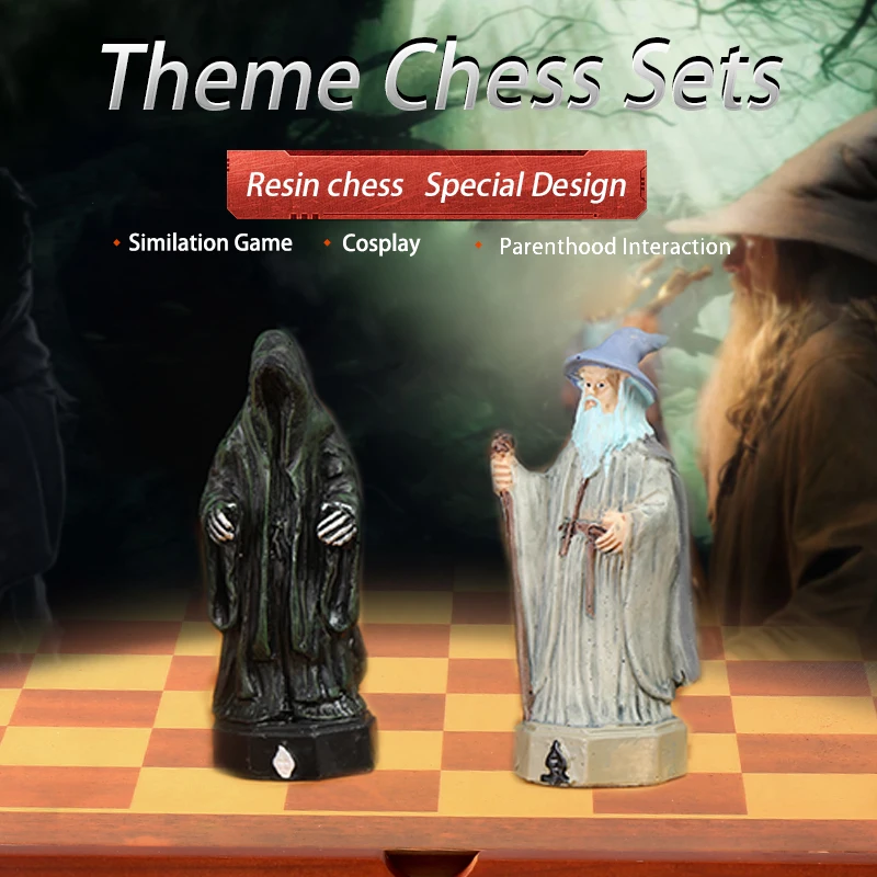 Chess Desktop Intelligence Game Movie Theme Toy Luxury Knight Hand-Painted Checkers Backgammon Card Gift Collection Character
