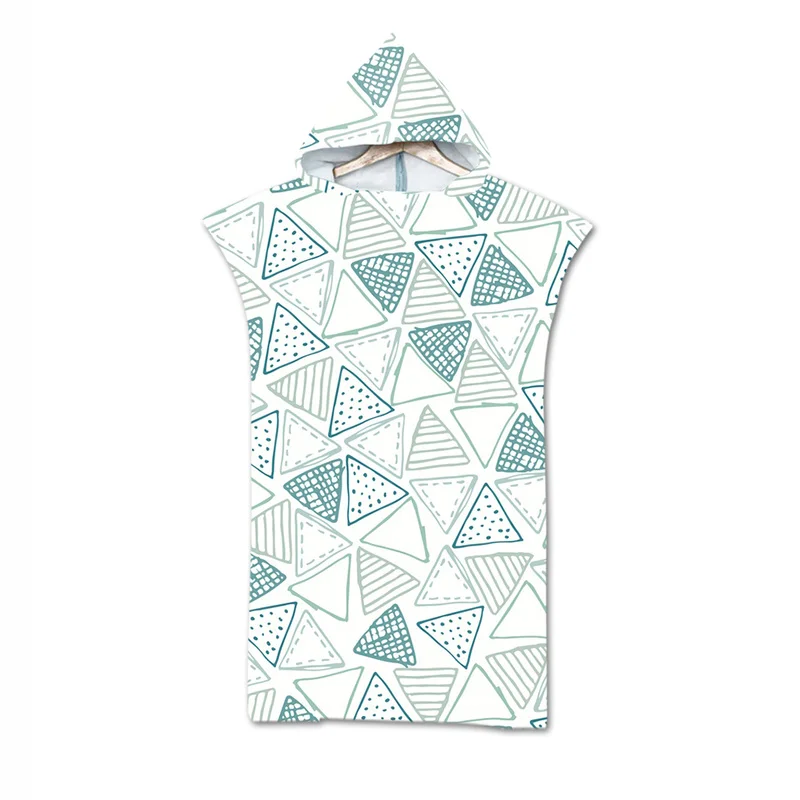 

New leaves geometry Towel Adult Microfiber Dressing Robe Hooded Bath Towel Swimming Surfing Beachwear