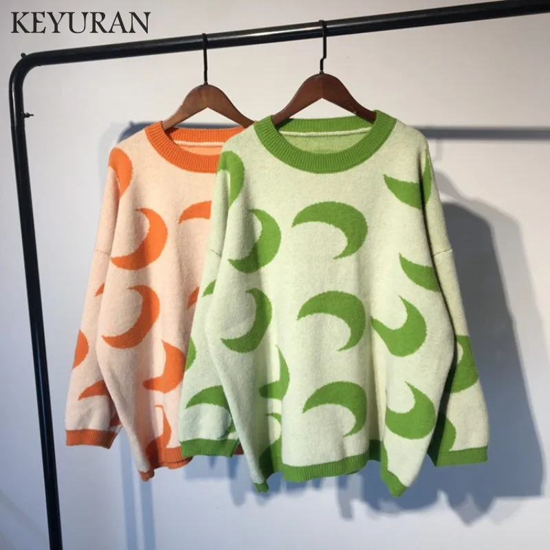 Женский жаккардовый пуловер с длинным рукавом теплый вязаный свободный свитер в