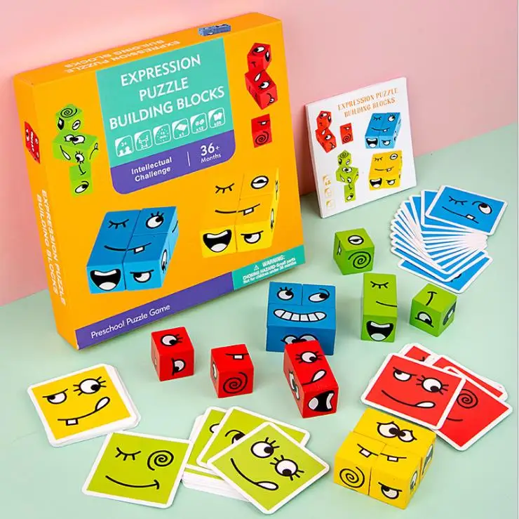 

Children's Cube Building Blocks Educational Girls Boys Toys Face-changing Games Interactive Puzzle Games Challenging Party Toy