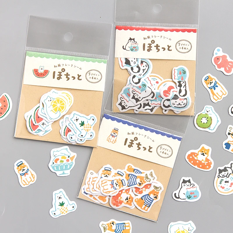 Японский мультяшный стикер с животным мешком полярный медведь Шиба ину собака