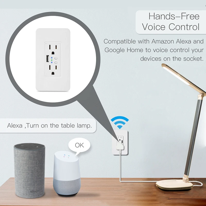 Wi-Fi настенная электрическая розетка 2 USB розетки вилка таймер розетка стандарт США умный пульт дистанционного управления работа с Alexa Google Home
