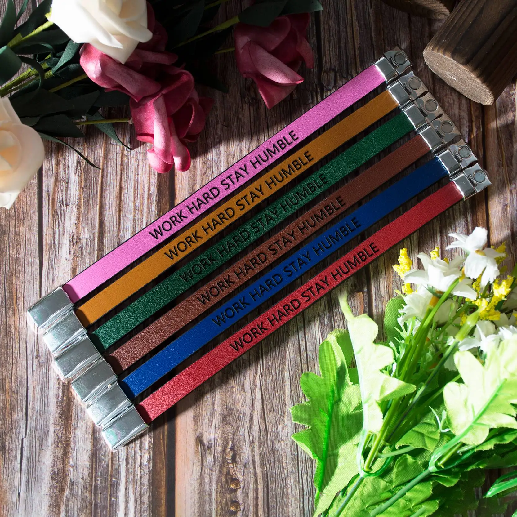 Упорно работать оставайся скромным кожаный браслет для Для мужчин Женщин