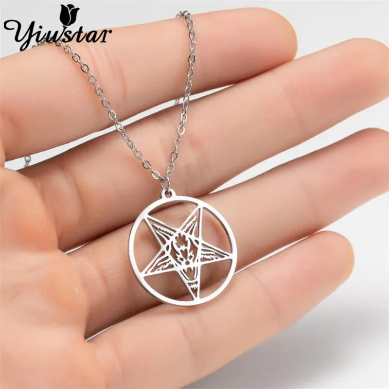 Большой Талисман Baphomet ожерелье из нержавеющей стали черного цвета кулон для