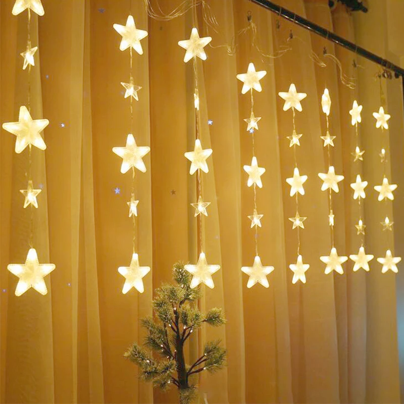 Гирлянда занавес со звездами 3 м 136 светодиодов|Праздничное освещение| |