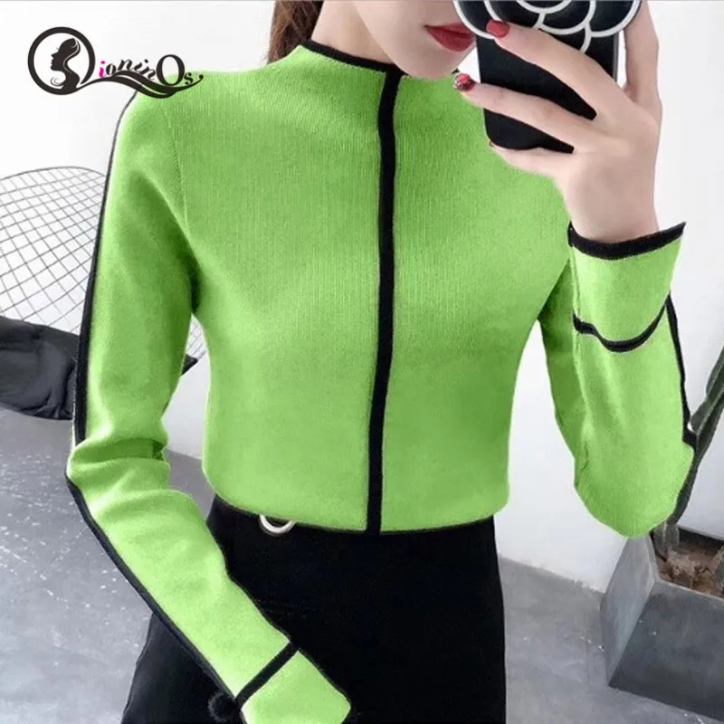 

Chic Women Autumn Sweater New Tops Slim Long-Sleeved Turtleneck Pullobers Bottom Fashion Sweater Tops