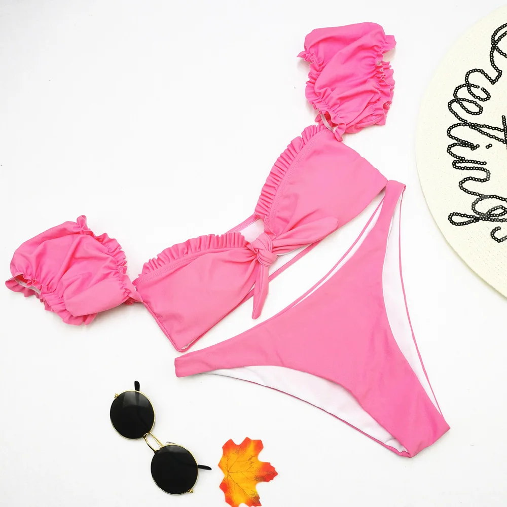 

Sexy Bikinis 2020 New Double Shoulder Ruffle Bikini Set Swimwear Women Swimsuit Bathing Suit Beach Wear Swim 19