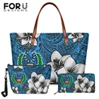 FORUDESIGNS винтажные сумки через плечо и кошелек из ПУ 2 шт. в комплекте Гавайская Плюмерия полинезийская и понпей женские сумки с принтом сумки