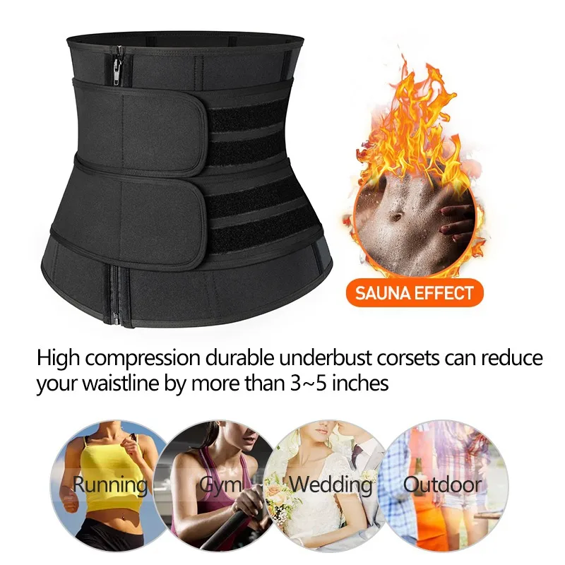 

Waist Trainer Corset Sweat Belt For Women Weight Loss Compression Trimmer Workout Fitness Shapers with Zippes